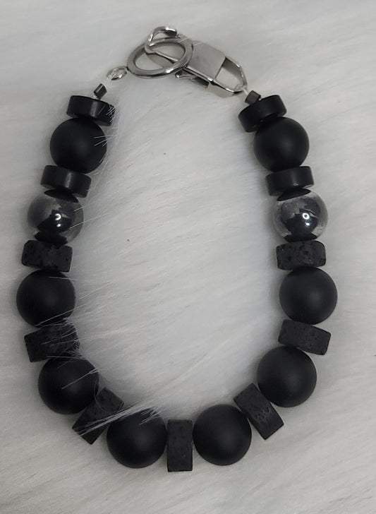 Authentic Matte Onyx Beads Bracelet with Silver Hematite Bead accents